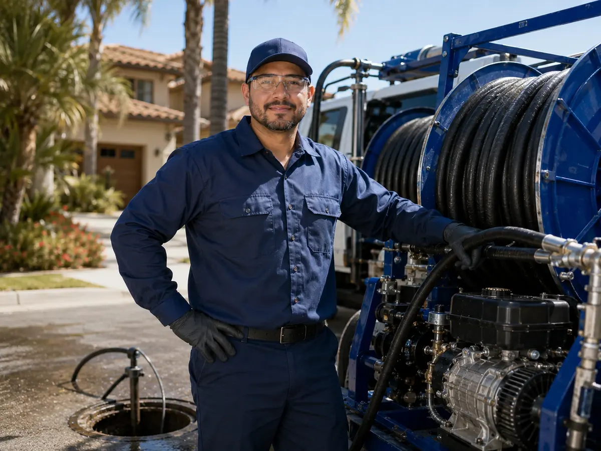 Hydro jet sewer cleaning in Lytle Creek